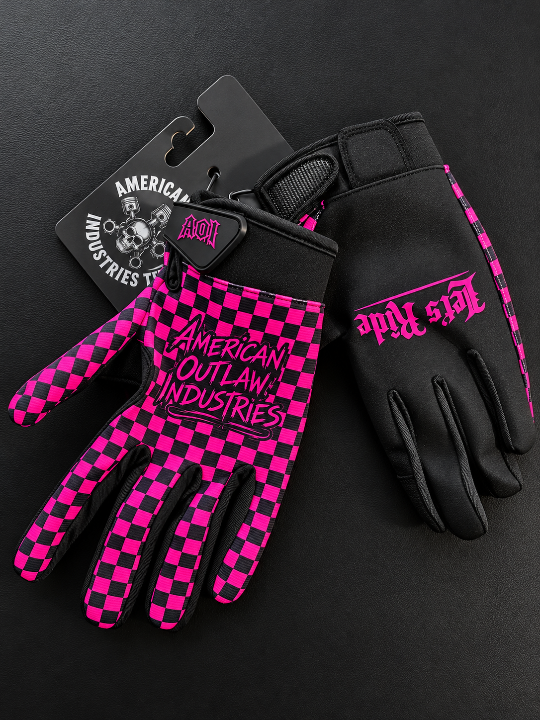 Let's Ride Checkered Gloves